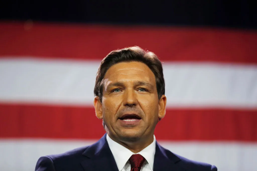 Florida Gov. Ron DeSantis gives a victory speech after defeating Democratic gubernatorial candidate Rep. Charlie Crist during his election night watch party at the Tampa Convention Center on Nov. 8, 2022, in Tampa, Florida. DeSantis was the projected winner by a double-digit lead.?w=200&h=150