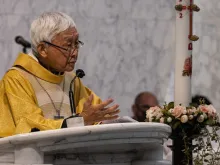 Cardinal Joseph Zen speaks during a Mass at the Holy Cross Church on May 24, 2022, in Hong Kong, China. The cardinal was set to stand trial on Sept. 19, 2022, in connection to his role as a trustee of a pro-democracy legal fund, which he and other trustees are accused of failing to register civilly. The trial was delayed.
