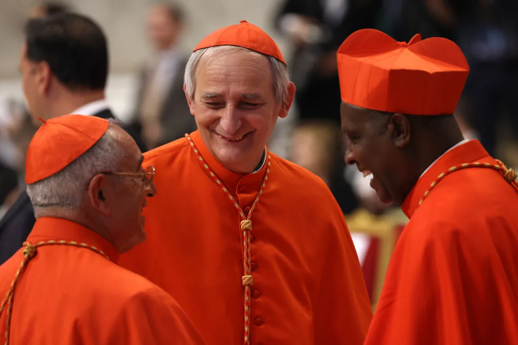 President of the Italian Bishops' Conference Cardinal Matteo Maria Zuppi (center) attends the consistory for the creation of new cardinals at St. Peter's Basilica on Aug. 27, 2022, in Vatican City.?w=200&h=150