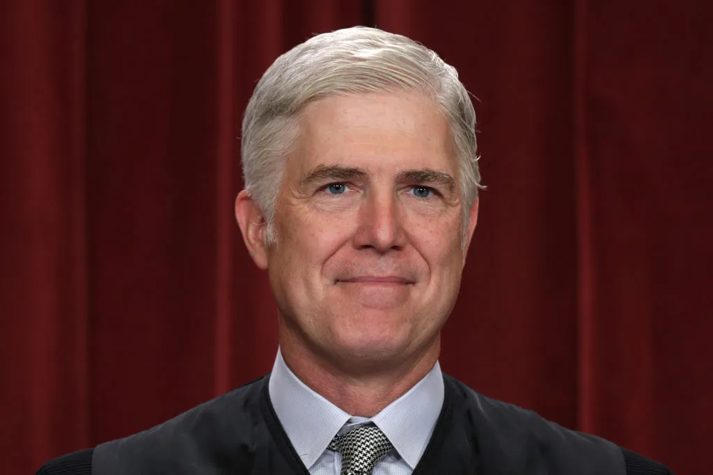 United States Supreme Court Associate Justice Neil Gorsuch poses for an official portrait at the East Conference Room of the Supreme Court building on Oct. 7, 2022, in Washington, D.C.?w=200&h=150