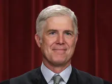 United States Supreme Court Associate Justice Neil Gorsuch poses for an official portrait at the East Conference Room of the Supreme Court building on Oct. 7, 2022, in Washington, D.C.