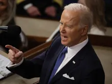 U.S. President Joe Biden delivers his State of the Union address during a joint meeting of Congress in the House Chamber of the U.S. Capitol on Feb. 7, 2023, in Washington, D.C. The speech marks Biden's first address to the new Republican-controlled House.