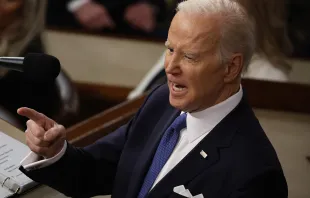 U.S. President Joe Biden delivers his State of the Union address during a joint meeting of Congress in the House Chamber of the U.S. Capitol on Feb. 7, 2023, in Washington, D.C. The speech marks Biden's first address to the new Republican-controlled House. Chip Somodevilla/Getty Images