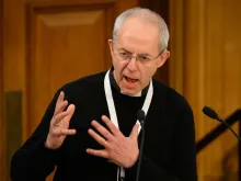 Archbishop of Canterbury Justin Welby addresses General Synod delegates during the debate on gay marriage at The Church House on Feb. 8, 2023, in London.