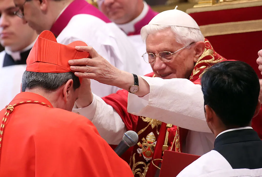 New Cardinal Ruben Salazar Gomez, archbishop of Bogotá, Colombia, receives the biretta cap from Pope Benedict XVI in St. Peter's Basilica on Nov. 24, 2012, in Vatican City, Vatican.?w=200&h=150