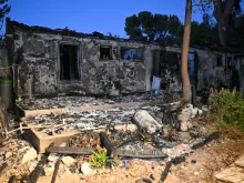 A house is completely destroyed after being burned by Hamas militants during the attack at Kibbutz Be'eri, near the border with Gaza on Oct. 11, 2023, in Be'eri, Israel.