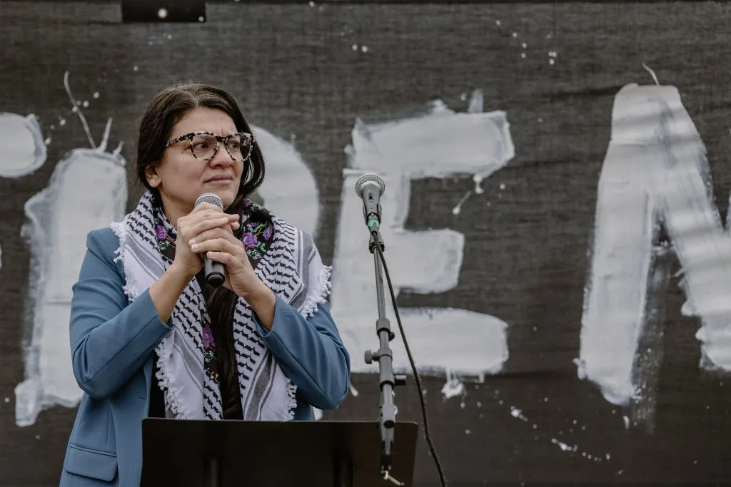 Rashida Tlaib, a Democratic representative from Michigan and the sole Palestinian-American member of Congress, addressed a demonstration at the National Mall in Washington, D.C., on Friday, Oct. 20, 2023, to show her support for the Palestinian cause.?w=200&h=150