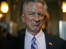 Sen. Tommy Tuberville, R-Alabama, speaks to members of the press at the U.S. Capitol on Nov. 15, 2023 in Washington, D.C.