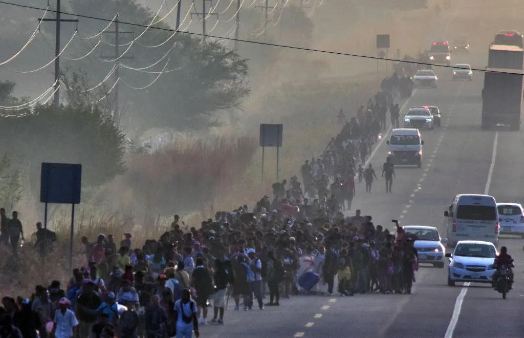 Migrants take part in a caravan toward the border with the United States in Arriaga community, Chiapas State, Mexico, on Jan. 8, 2024.?w=200&h=150
