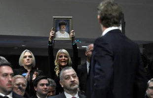 Mark Zuckerberg, CEO of Meta, speaks to victims and their family members as he testifies during the US Senate Judiciary Committee hearing "Big Tech and the Online Child Sexual Exploitation Crisis" in Washington, D.C., on Jan. 31, 2024. Credit: ANDREW CABALLERO-REYNOLDS/AFP via Getty Images