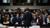 Mark Zuckerberg, CEO of Meta, speaks to victims and their family members as he testifies during the US Senate Judiciary Committee hearing "Big Tech and the Online Child Sexual Exploitation Crisis" in Washington, D.C., on Jan. 31, 2024.