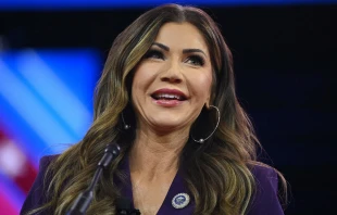 South Dakota's Governor Kristi Noem arrives to speak during the annual Conservative Political Action Conference (CPAC) meeting on Feb. 23, 2024, in National Harbor, Maryland. Credit: MANDEL NGAN/AFP via Getty Images