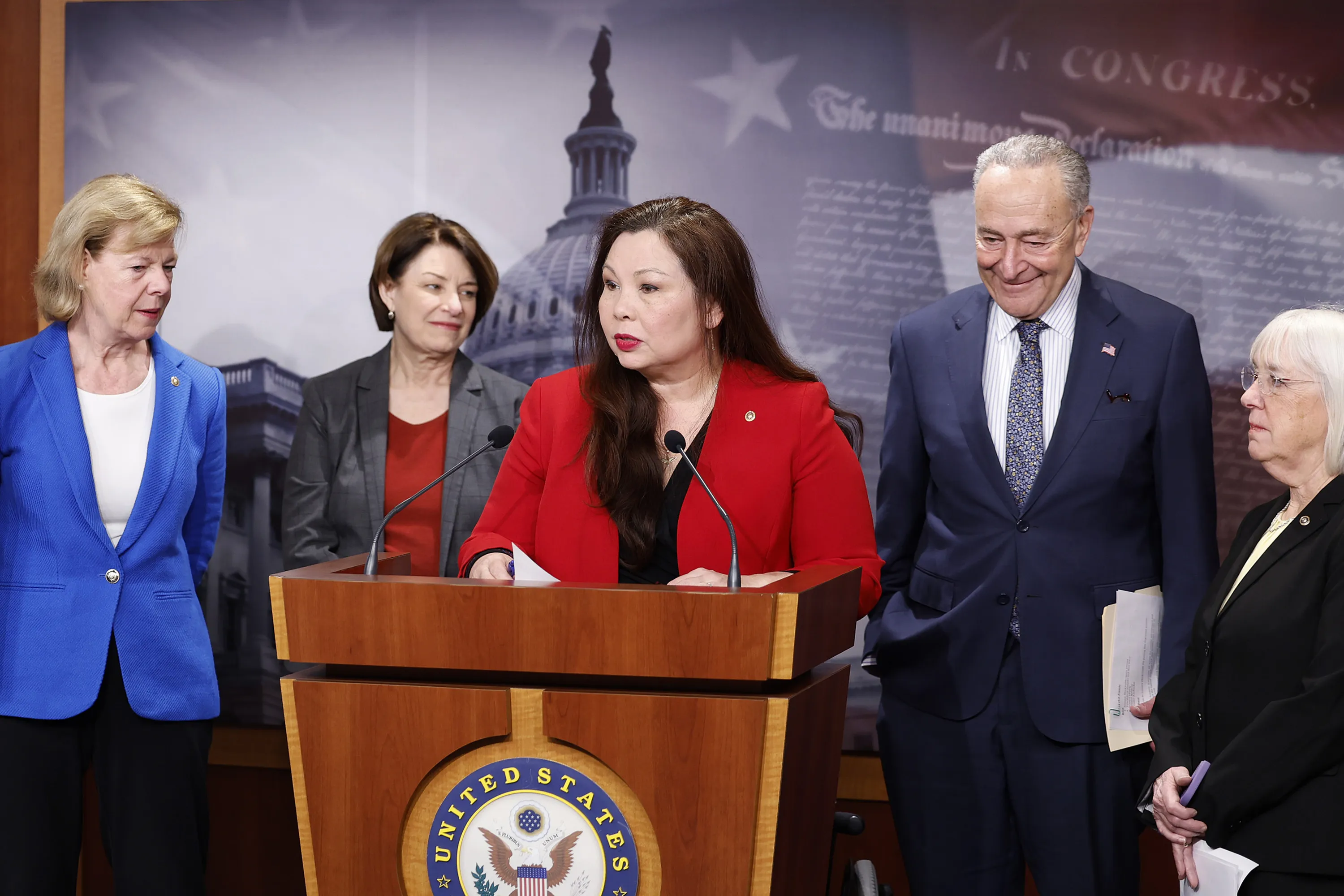 U.S. Sen. Tammy Duckworth, D-Illinois, speaks during a news conference at the U.S. Capitol on protections for access to in vitro fertilization on Feb. 27, 2024, in Washington, D.C.?w=200&h=150