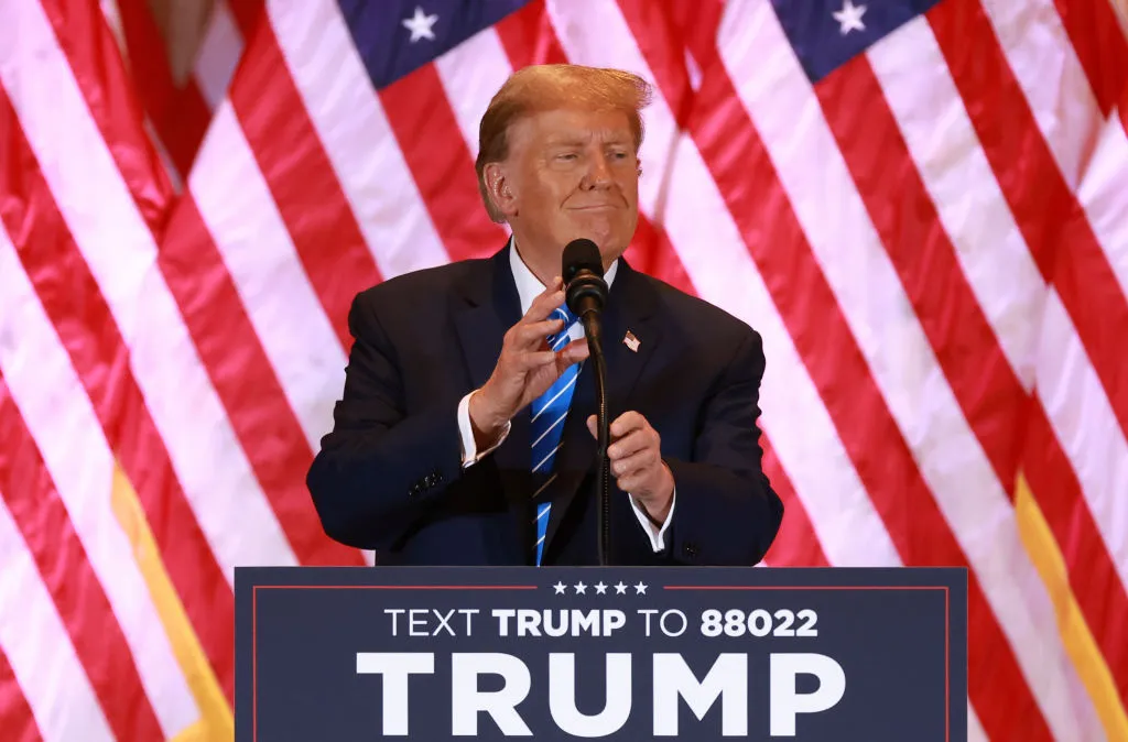 Republican presidential candidate former President Donald Trump speaks at an election night watch party at Mar-a-Lago on March 5, 2024, in Palm Beach, Florida.?w=200&h=150