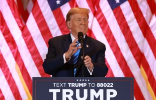 Republican presidential candidate former President Donald Trump speaks at an election night watch party at Mar-a-Lago on March 5, 2024, in Palm Beach, Florida. Credit: Joe Raedle/Getty Images