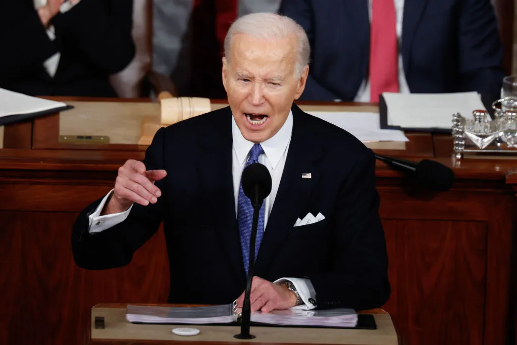 President Joe Biden delivers the State of the Union address during a joint meeting of Congress in the House chamber at the U.S. Capitol on March 7, 2024, in Washington, D.C.?w=200&h=150
