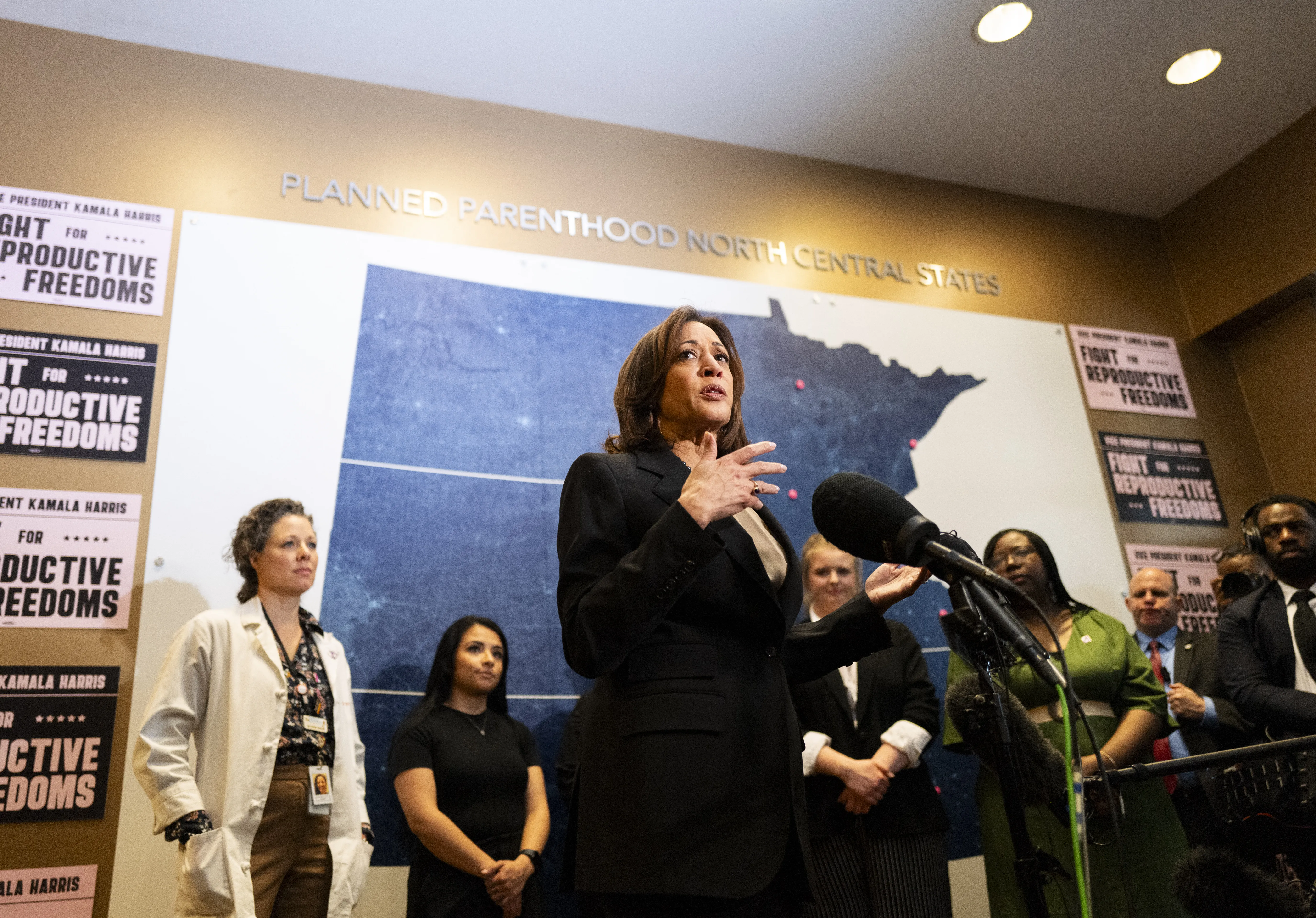 Vice President Kamala Harris speaks during her visit to a Planned Parenthood clinic in St. Paul, Minnesota, on March 14, 2024.?w=200&h=150