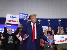Former President Donald Trump arrives for a rally on April 2, 2024, in Green Bay, Wisconsin.