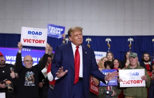Former President Donald Trump arrives for a rally on April 2, 2024, in Green Bay, Wisconsin. Credit: Scott Olson/Getty Images
