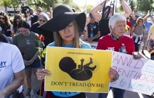 Pro-life advocates demonstrate prior to an Arizona House of Representatives session at the Arizona State Capitol on April 17, 2024, in Phoenix. Credit: Rebecca Noble/Getty Images