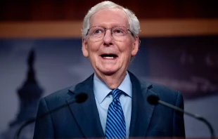 Senate Minority Leader Mitch McConnell, R-Kentucky, speaks at a news conference on Capitol Hill on April 23, 2024, in Washington, D.C. Credit: Andrew Harnik/Getty Images