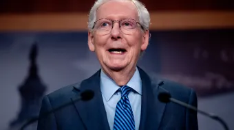 Senate Minority Leader Mitch McConnell, R-Kentucky, speaks at a news conference on Capitol Hill on April 23, 2024, in Washington, D.C.