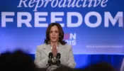 Vice President Kamala Harris speaks about Florida’s new six-week abortion ban during an event at the Prime Osborn Convention Center on May 1, 2024, in Jacksonville, Florida.