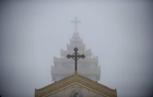 This photo taken on October 12, 2014, shows the exterior of a church in Loikaw, Kayah state, eastern Myanmar. Credit: Ye Aung Thu/AFP via Getty Images