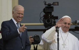 Pope Francis and Joe Biden in Washington, D.C., on Sept. 24, 2015. Andrew Caballero-Reynolds/AFP via Getty Images.