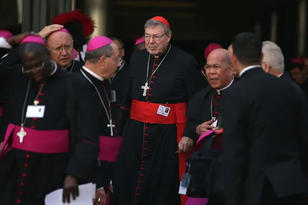 Cardinal George Pell leaves the opening session of the Synod on the themes of family at Synod Hall on Oct. 5, 2015, in Vatican City, Vatican. (Photo by Giulio Origlia/Getty Images)