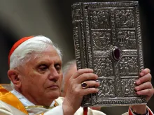 Cardinal Joseph Ratzinger at the Easter Vigil in St. Peter's Basilica on March 26, 2005, in Vatican City.