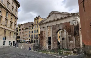 The ancient Portico d'Ottavia in the heart of Rome's Jewish ghetto was the site of the March for Remembrance on Oct. 16, 2023. Credit: Camelia.boban|Wikimedia|CC BY-SA 4.0