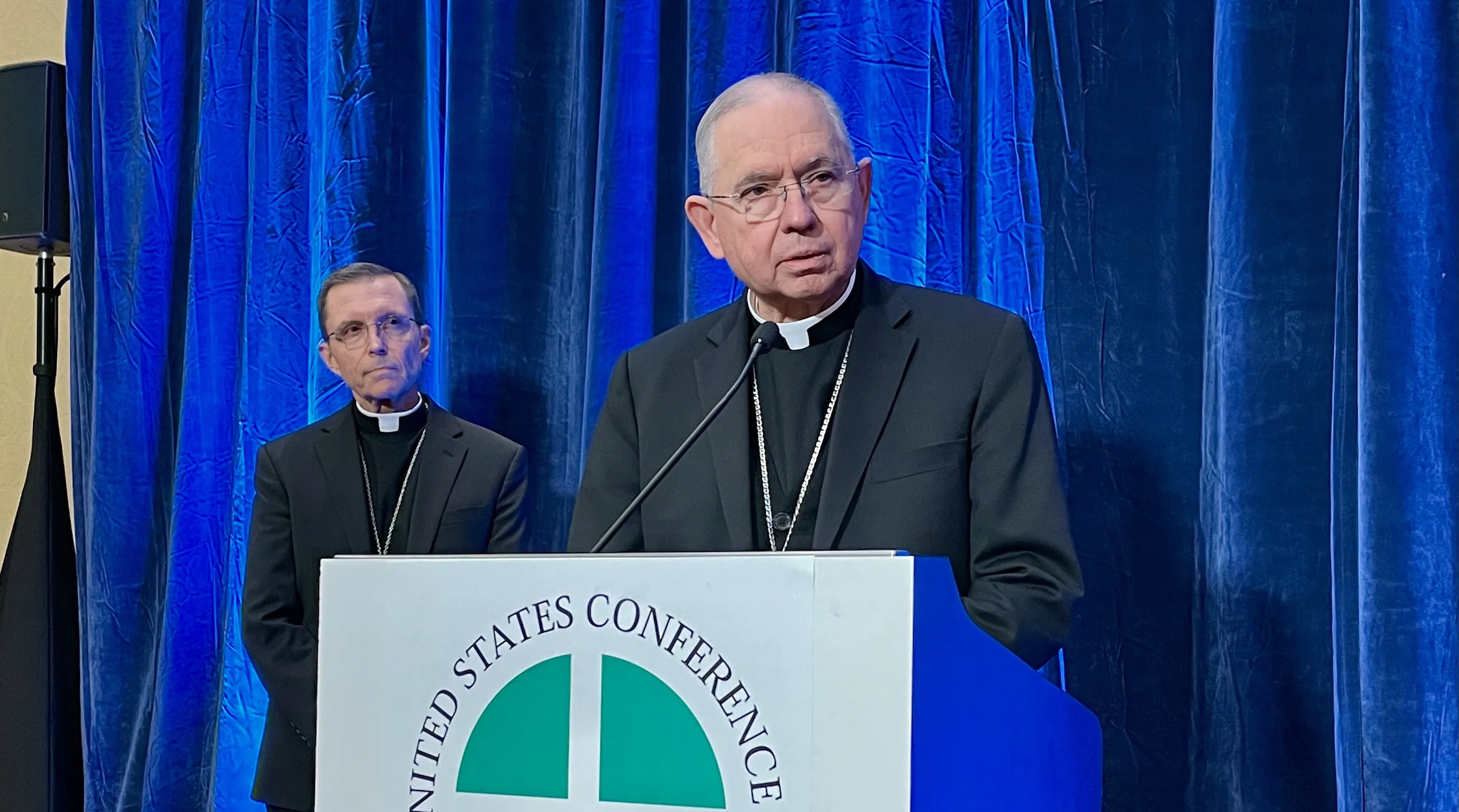 Archbishop José H. Gomez of Los Angeles, the outgoing president of the United States Conference of Catholic Bishops, speaking on Nov. 15, 2022, at the conference’s fall assembly in Baltimore.?w=200&h=150