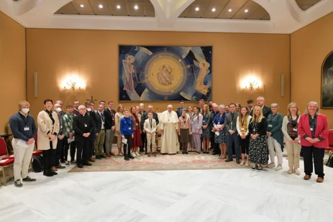 Pope Francis with the Global Researchers Advancing Catholic Education at the Apostolic Palace on April 20, 2022.