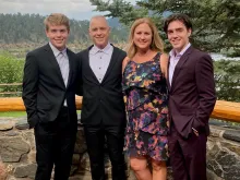 The Greany family (from left) Lance, Tom, Kat, and Cole, who lost their Colorado home in the Marshall Fire in late 2021.