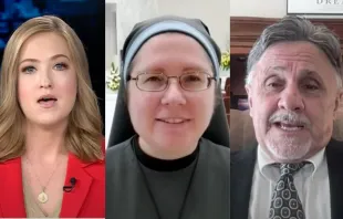 Reporter Catherine Hadro speaks with Sister Mary Gianna of the Disciples of the Lord Jesus Christ and Frank DeAngelis on “EWTN News In Depth” on April 19, 2024. Sister Mary Gianna, also known as Jenica Thornby, was a sophomore at Columbine High School and DeAngelis was principal on April 20, 1999, when two gunmen killed 12 students and one teacher before turning their guns on themselves. Credit: “EWTN News In Depth” screen shots