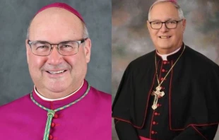 Bishop Richard Henning (left) and Bishop Thomas Tobin. Credit: Diocese of Rockville Centre / Diocese of Providence