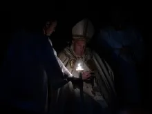 Pope Francis presides at the Vatican's Easter Vigil, Saturday, March 30, 2024