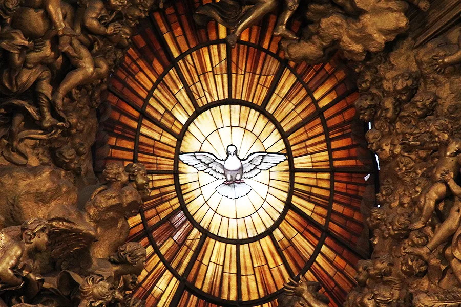 Holy Spirit stained glass in St Peters Basilica Credit Alexey Gotovskyi CNA