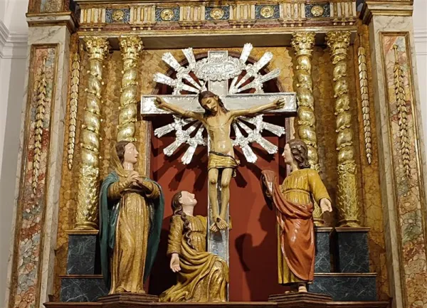 A 15th- or 16th-century wooden cross is kept in the Church of the Holy Cross in Montemaggiore Belsito on the Italian island of Sicily, except when it is moved to the Basilica of St. Agatha for the religious celebrations of the Sept. 14 feast of the Exaltation of the Holy Cross. Credit: Riccardo Siragusa