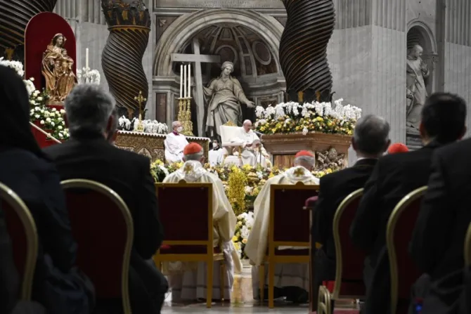 Pope Francis at the Easter Vigil Mass in St. Peter's Basilica on April 16, 2022.