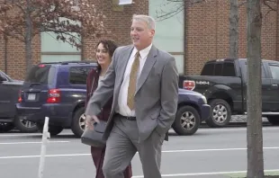 Mark Houck and his wife, Ryan-Marie Houck, prior to entering the federal court house in Philadelphia on Jan. 25, 2023. Credit: Thomas More Society/Vimeo