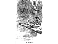 Huck and Jim on their raft, illustration by E.W. Kemble from the 1884 edition of Adventures of Huckleberry Finn.