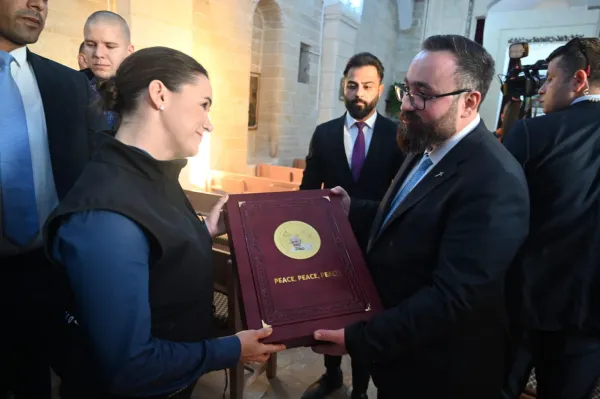 During her visit to Iraq on Dec. 9, 2022, Hungarian President Katalin Novák, a Reformed Christian, toured St. George Chaldean Catholic Church in Telskuf, a predominantly Christian village about 20 miles north of Mosul in the Nineveh Plains that suffered greatly under ISIS occupation beginning in 2014. Allen Kakkony/ACI MENA