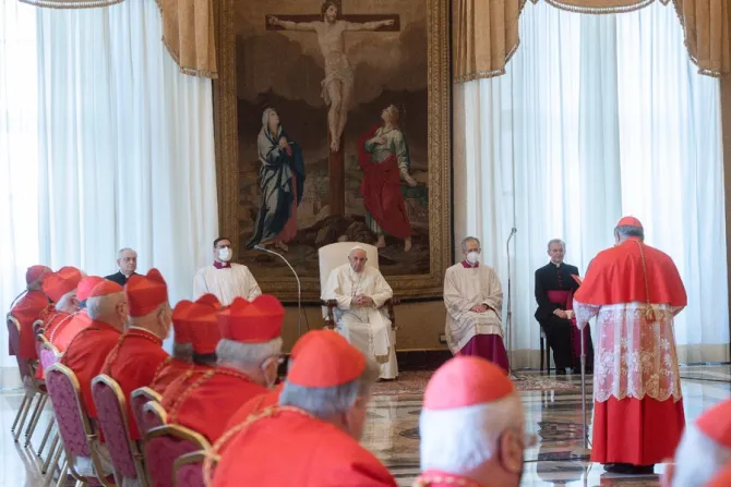 Pope Francis holds an Ordinary Public Consistory in the Consistory Hall of the Apostolic Palace, May 3, 2021.