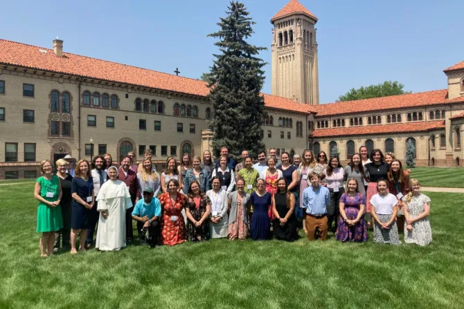 Participants in the Institute for Catholic Liberal Education's Catholic Educator Formation and Credential Program at the headquarters of the Archdiocese of Denver.
