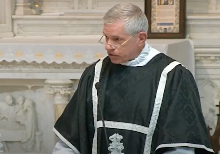 Father James Jackson, FSSP, delivers the homily at the funeral Mass for slain Boulder police officer Eric Talley on March 29, 2021, at the Cathedral Basilica of the Immaculate Conception in Denver, Colorado?w=200&h=150
