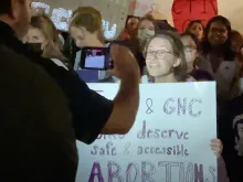 Pro-choice protesters at the University of San Diego on Nov. 11, 2021.