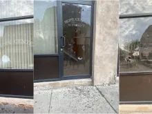 Hope Pregnancy Center in Philadelphia had four windows and three glass doors smashed sometimes between Friday, June 10 and Saturday, June 11, 2022.