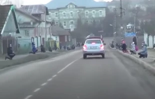 A screenshot from a video from Ukraine that went viral on March 12, 2022 during Russia's attack on Kyiv, the Ukrainian capital. YouTube